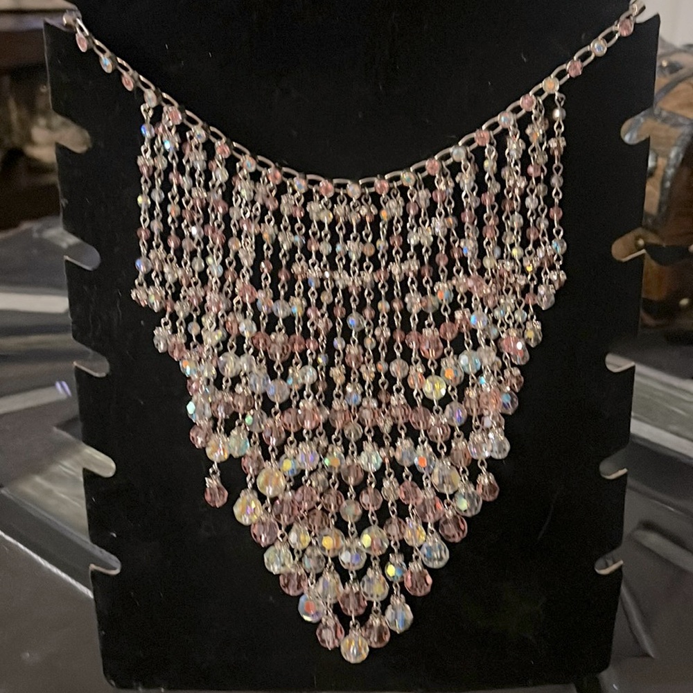 Vintage crystal fringe necklace